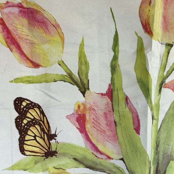 Spring Bloom Garden‎ Pole Flag. Nylon 29x42.  DOUBLE SIDED Tulips, Birds, Bees, - Picture 4 of 14